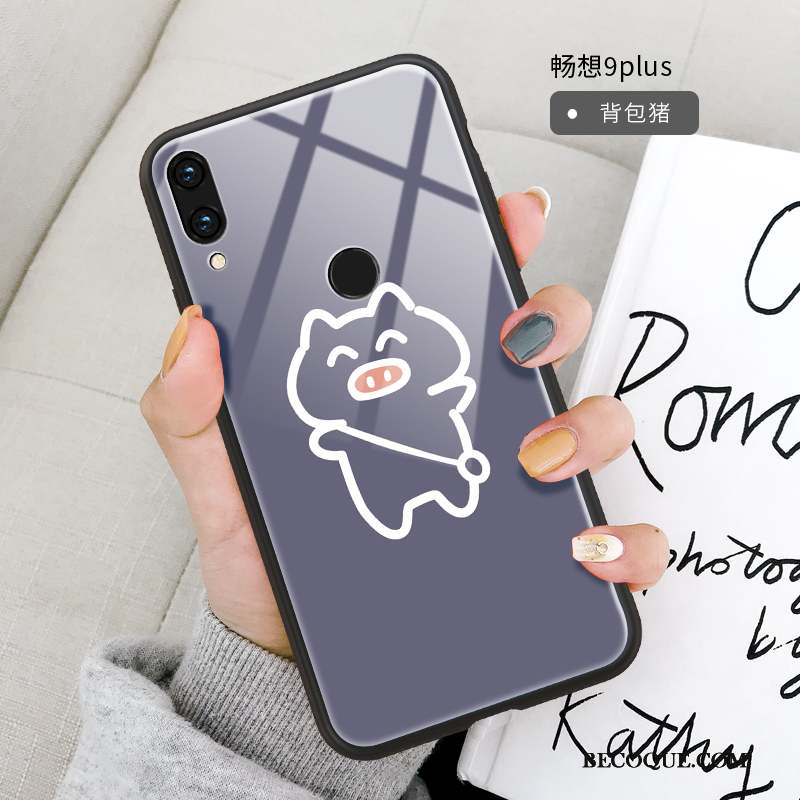 Huawei P Smart+ 2019 Coque Miroir Dessin Animé Tout Compris Incassable Pu Simple