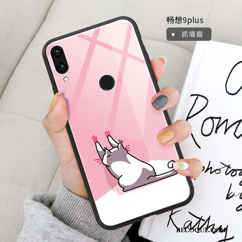 Huawei P Smart+ 2019 Coque Miroir Dessin Animé Tout Compris Incassable Pu Simple