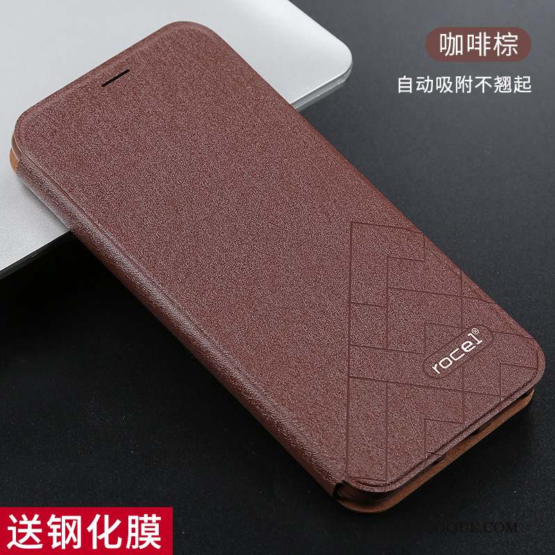 Huawei P Smart+ 2019 Coque Étui En Cuir Simple Housse Bordure Noir Incassable