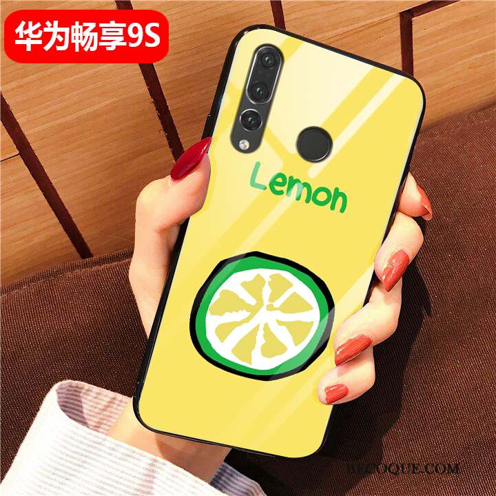 Huawei P Smart+ 2019 Coque Étui Frais Simple Verre Blanc Dessin Animé