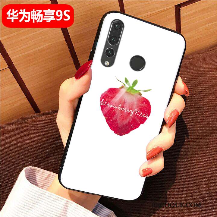 Huawei P Smart+ 2019 Coque Étui Frais Simple Verre Blanc Dessin Animé