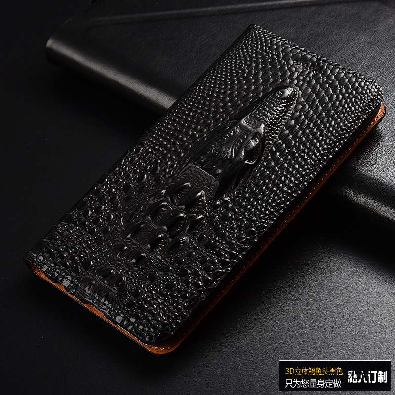 Huawei P Smart+ 2019 Coque Étui Téléphone Portable Crocodile Protection Étui En Cuir Cuir Véritable