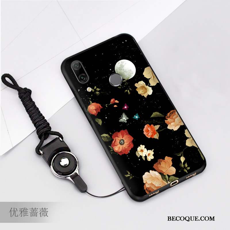 Huawei P Smart 2019 Dessin Animé Noir Tendance Tout Compris Coque Fluide Doux