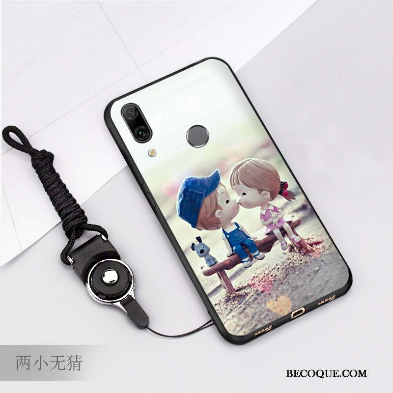 Huawei P Smart 2019 Dessin Animé Noir Tendance Tout Compris Coque Fluide Doux