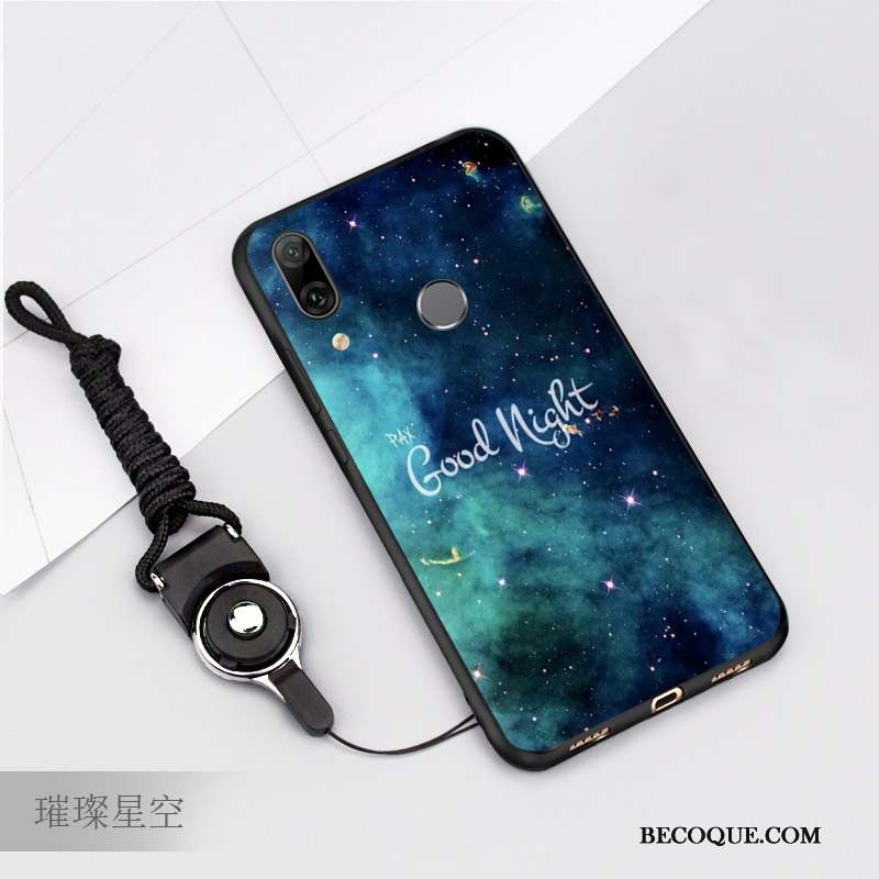 Huawei P Smart 2019 Dessin Animé Noir Tendance Tout Compris Coque Fluide Doux