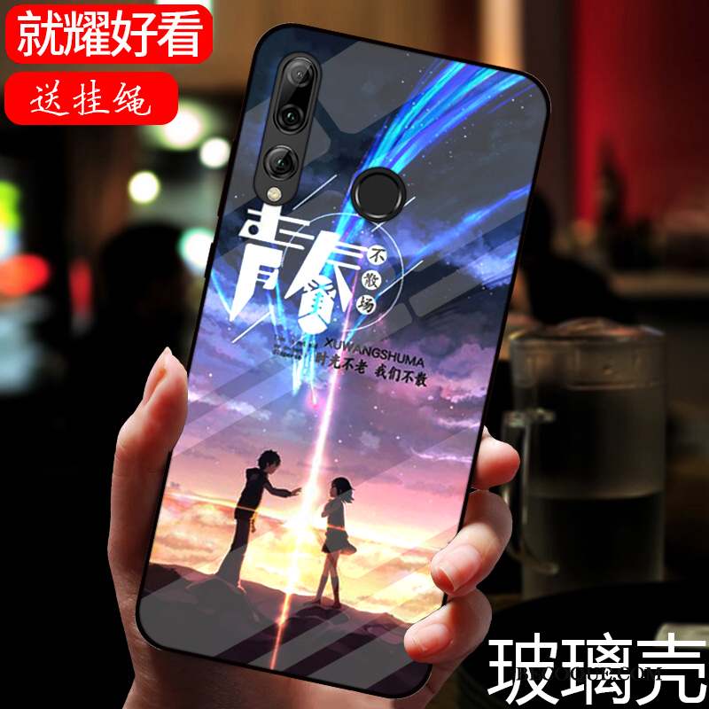 Huawei P Smart+ 2019 Miroir Coque Noir Peinture Dessin Animé Verre