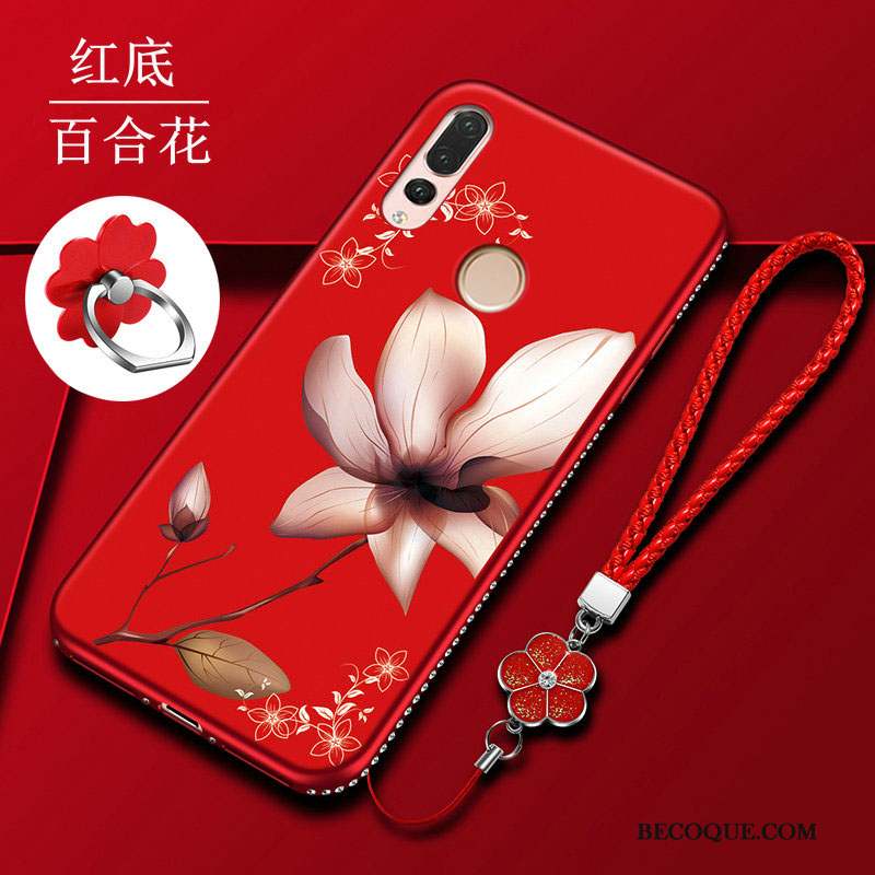 Huawei P Smart+ 2019 Silicone Noir Nouveau Protection Coque De Téléphone Fleur