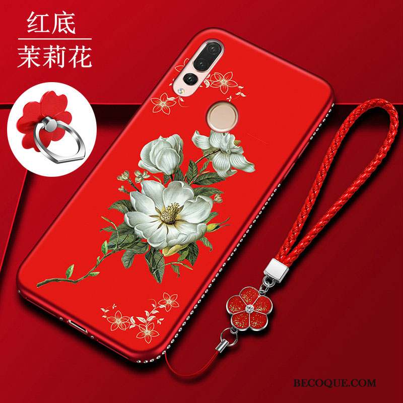 Huawei P Smart+ 2019 Silicone Noir Nouveau Protection Coque De Téléphone Fleur