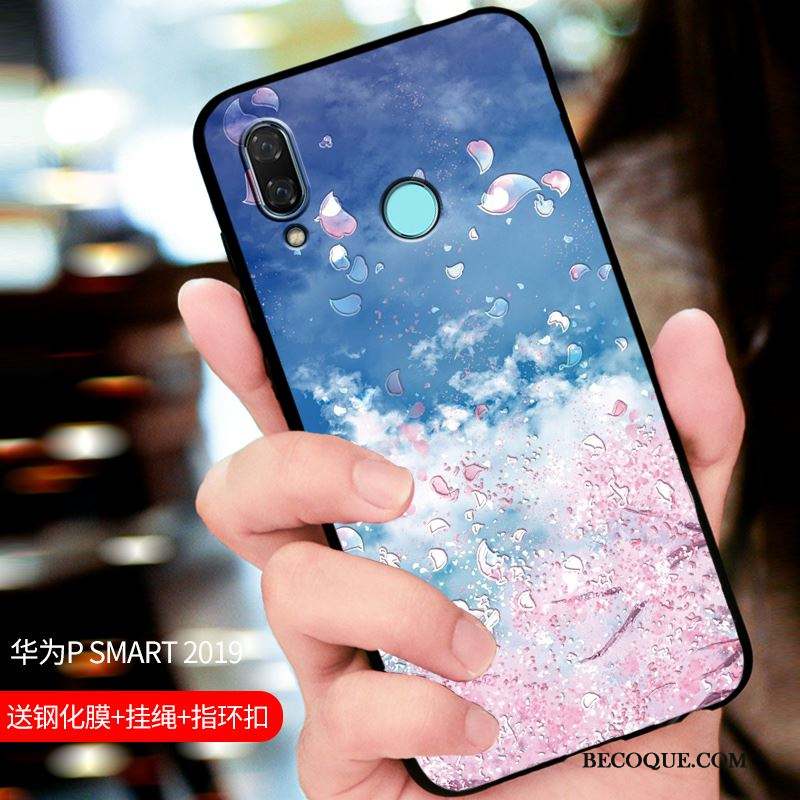 Huawei P Smart 2019 Tout Compris Bleu Étui Délavé En Daim Coque De Téléphone Personnalisé