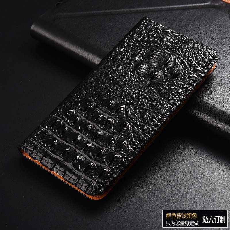 Huawei P Smart 2019 Tout Compris Cuir Véritable Crocodile Coque De Téléphone Bleu Modèle Fleurie