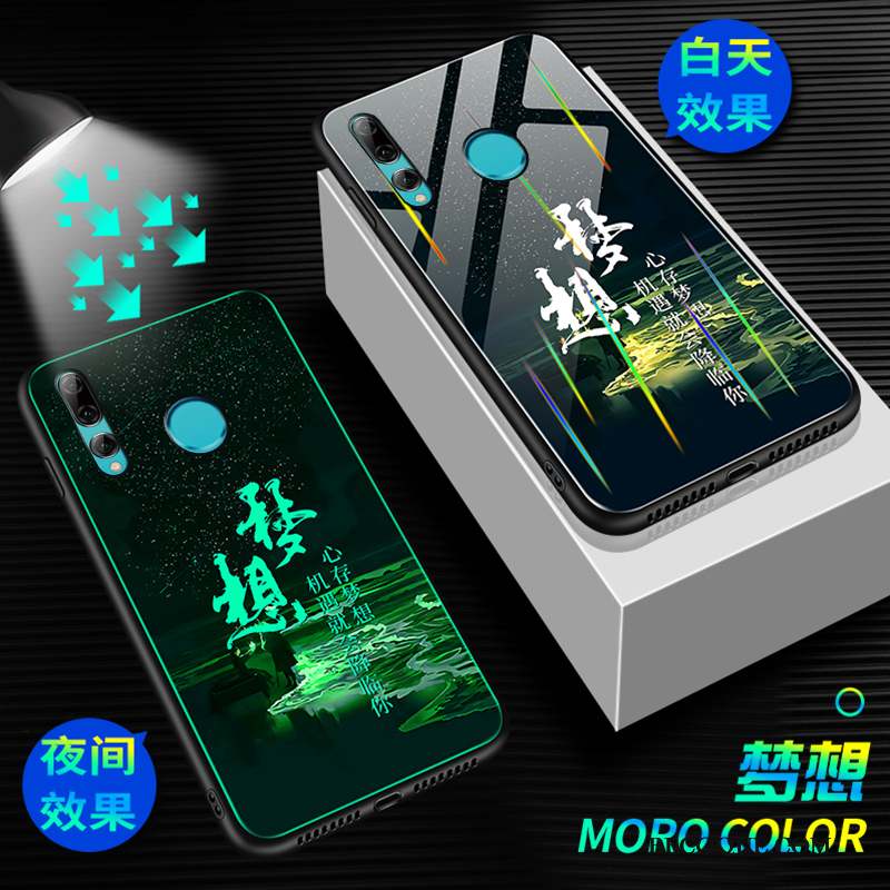 Huawei P Smart+ 2019 Verre Trempé Créatif Dragon Lumineuses Tendance Coque De Téléphone