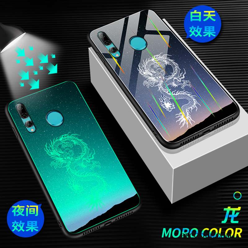 Huawei P Smart+ 2019 Verre Trempé Créatif Dragon Lumineuses Tendance Coque De Téléphone