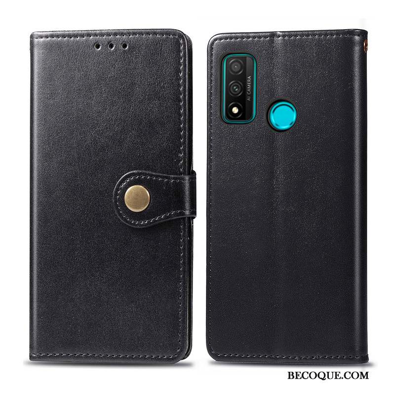 Huawei P Smart 2020 Coque Ornements Suspendus Vert Similicuir Étui Couleur Unie Business