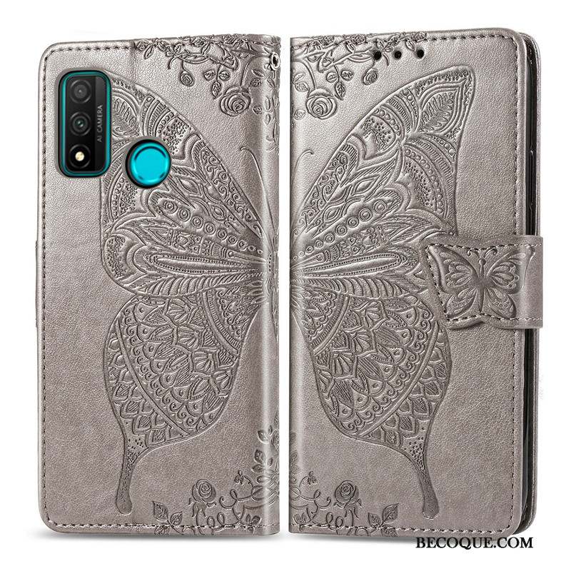 Huawei P Smart 2020 Coque Étui Ornements Suspendus Charmant Étui En Cuir Similicuir Fleur