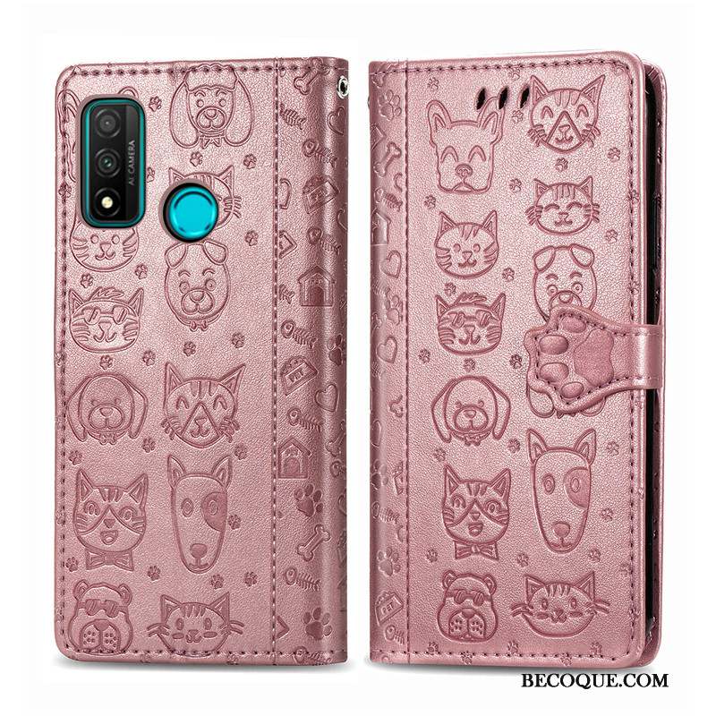 Huawei P Smart 2020 Gaufrage Chat Coque De Téléphone Étui Protection Étui En Cuir