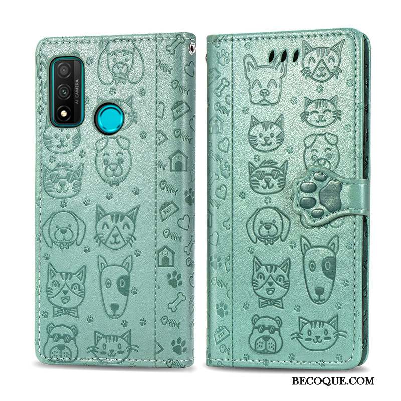 Huawei P Smart 2020 Gaufrage Chat Coque De Téléphone Étui Protection Étui En Cuir