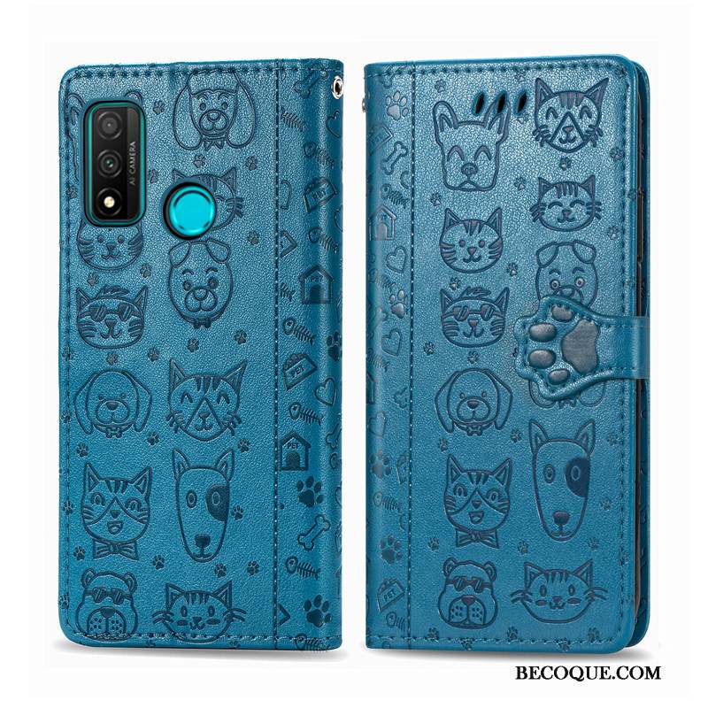 Huawei P Smart 2020 Gaufrage Chat Coque De Téléphone Étui Protection Étui En Cuir