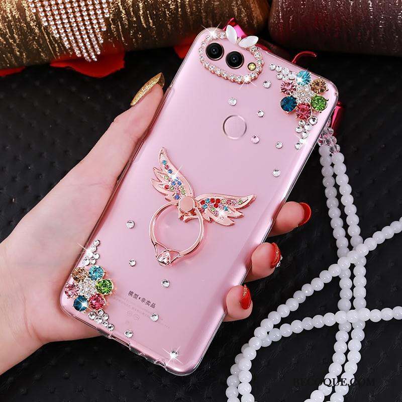 Huawei P Smart Anneau Coque De Téléphone Ornements Suspendus Rose Créatif Étui