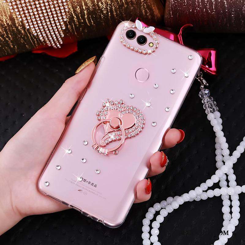 Huawei P Smart Anneau Coque De Téléphone Ornements Suspendus Rose Créatif Étui