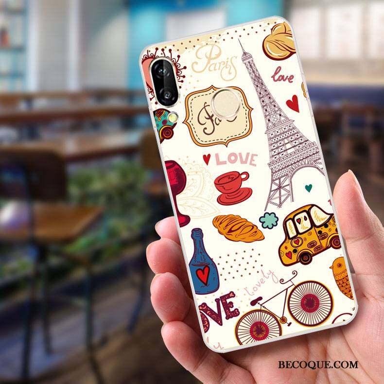 Huawei P Smart+ Coque De Téléphone Peinture Incassable Étui Gaufrage Dessin Animé