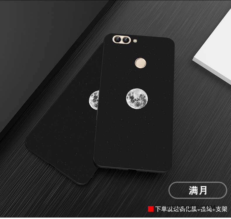 Huawei P Smart Coque De Téléphone Personnalité Noir Délavé En Daim Incassable Étui