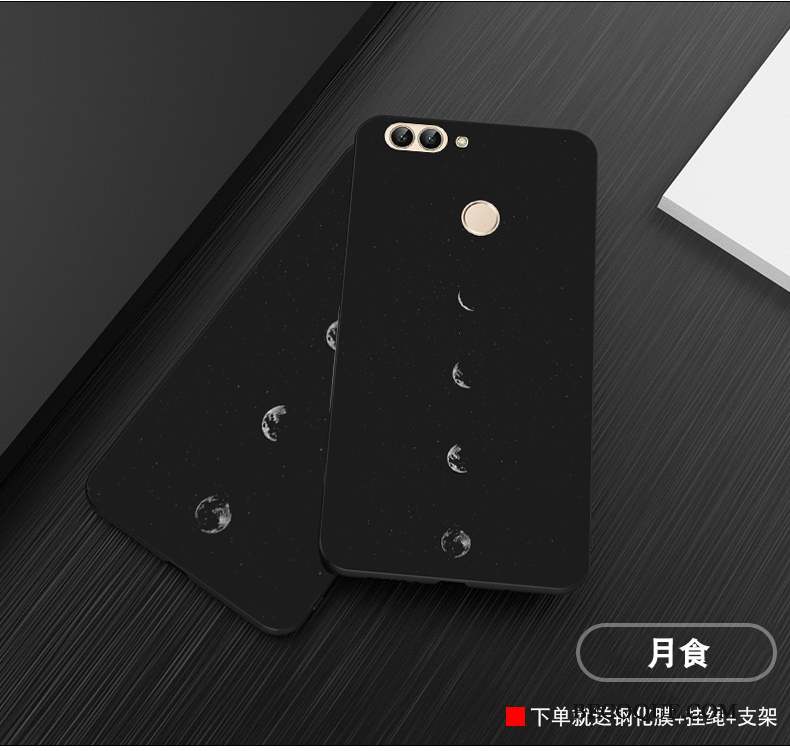 Huawei P Smart Coque De Téléphone Personnalité Noir Délavé En Daim Incassable Étui