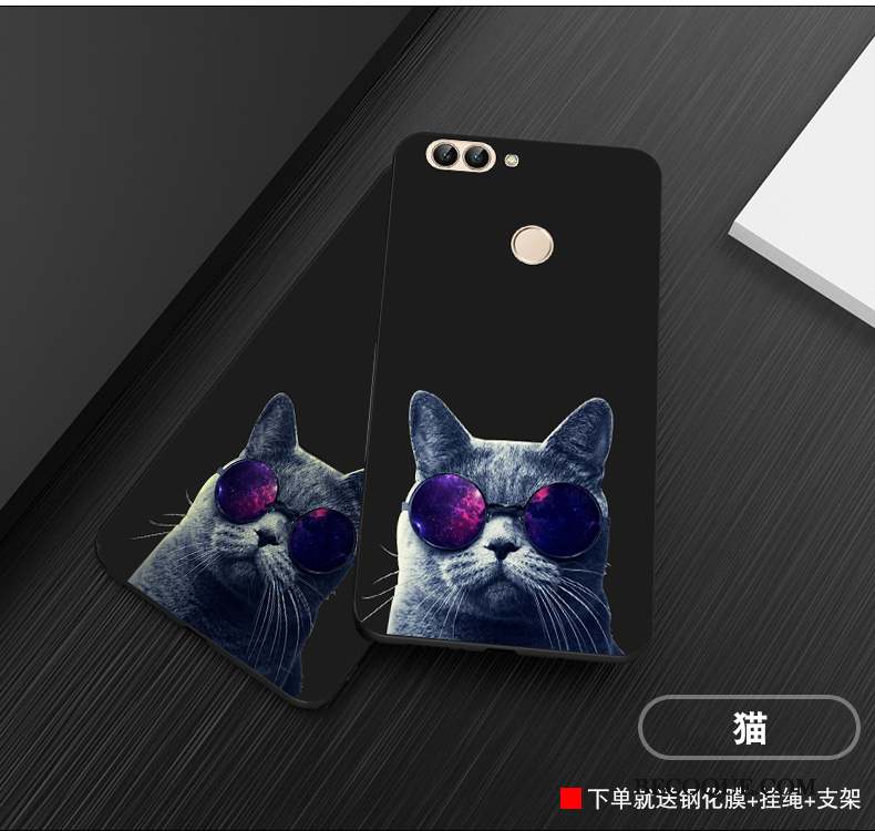 Huawei P Smart Coque De Téléphone Personnalité Noir Délavé En Daim Incassable Étui