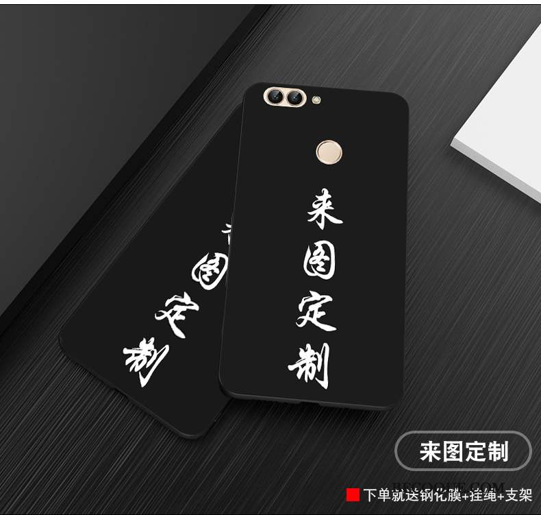 Huawei P Smart Coque De Téléphone Personnalité Noir Délavé En Daim Incassable Étui