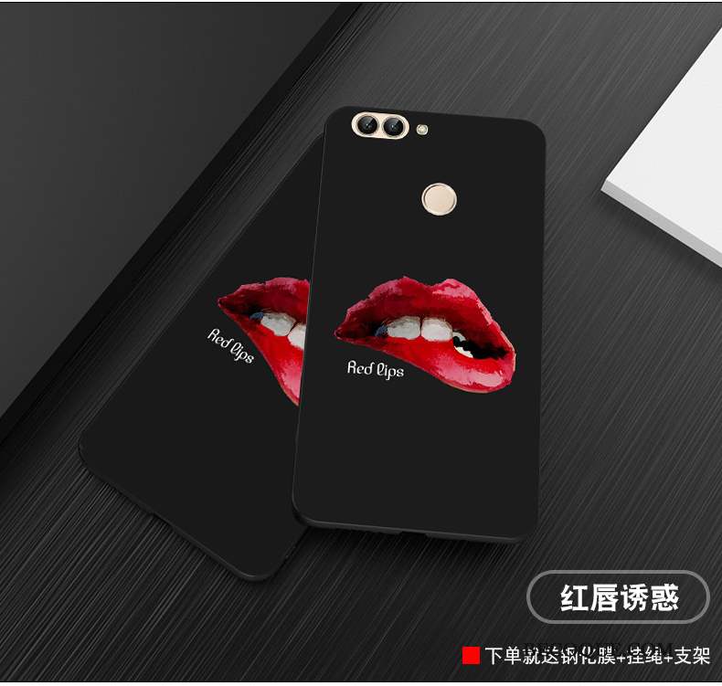 Huawei P Smart Coque De Téléphone Personnalité Noir Délavé En Daim Incassable Étui