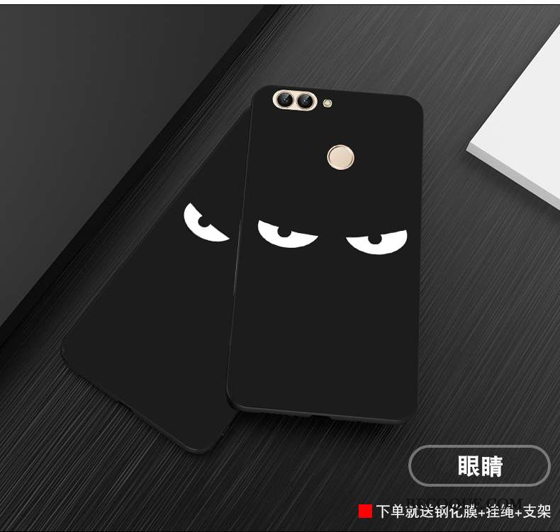 Huawei P Smart Coque De Téléphone Personnalité Noir Délavé En Daim Incassable Étui