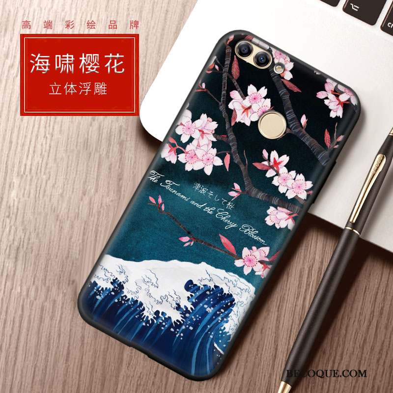 Huawei P Smart Coque Fluide Doux Protection Personnalité Vert Tendance Incassable