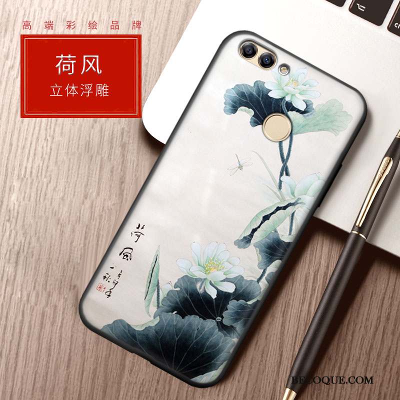 Huawei P Smart Coque Fluide Doux Protection Personnalité Vert Tendance Incassable