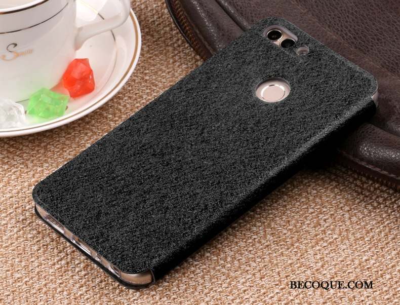 Huawei P Smart Coque Fluide Doux Étui En Cuir Protection Téléphone Portable Bleu Marin Housse