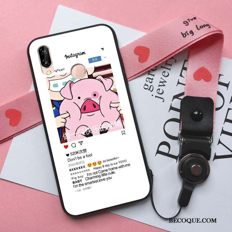 Huawei P Smart+ Coque Rose Étui Incassable Tendance Verre Fluide Doux