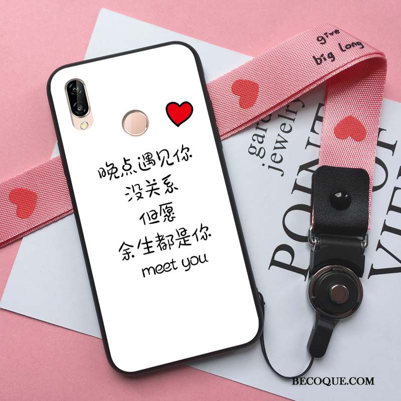 Huawei P Smart+ Coque Rose Étui Incassable Tendance Verre Fluide Doux