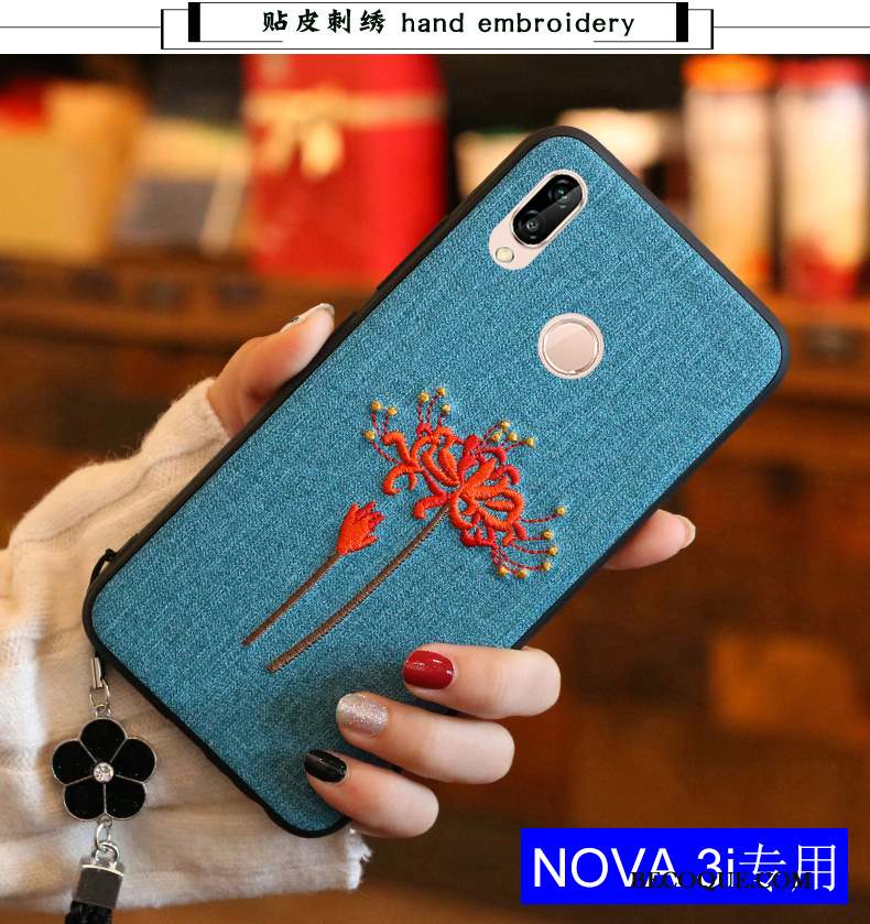 Huawei P Smart+ Coque Style Chinois Fluide Doux Étui Tout Compris Protection Silicone