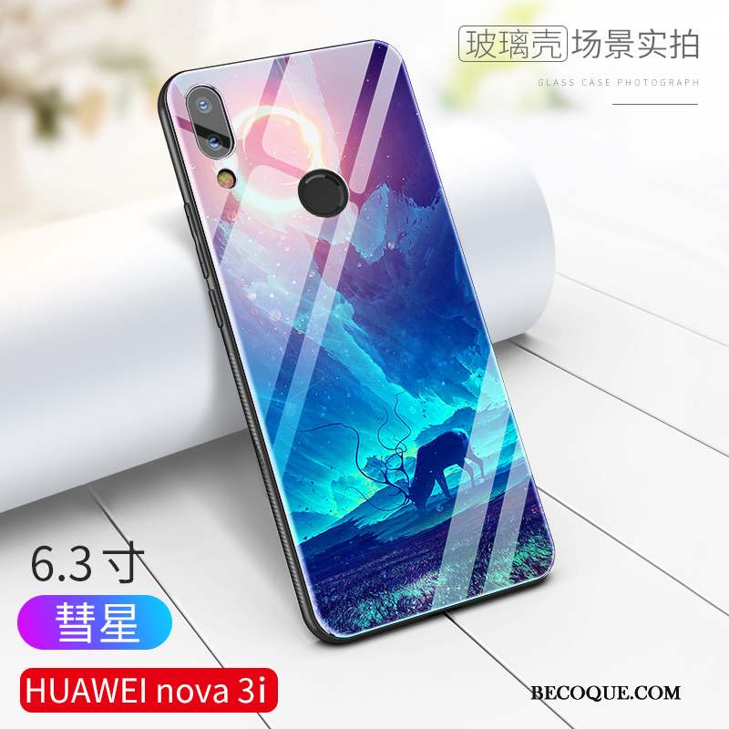 Huawei P Smart+ Coque Vent Difficile Luxe Personnalité Tout Compris Verre