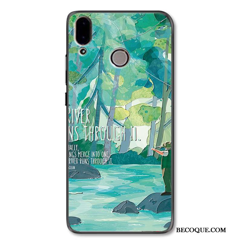 Huawei P Smart+ Coque Vert Protection Mode Gaufrage Étui Simple