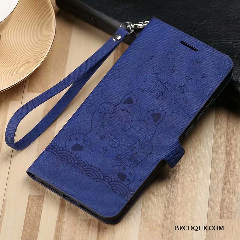 Huawei P Smart+ Coque Étui En Cuir Dessin Animé Bleu Personnalité Marque De Tendance Tout Compris