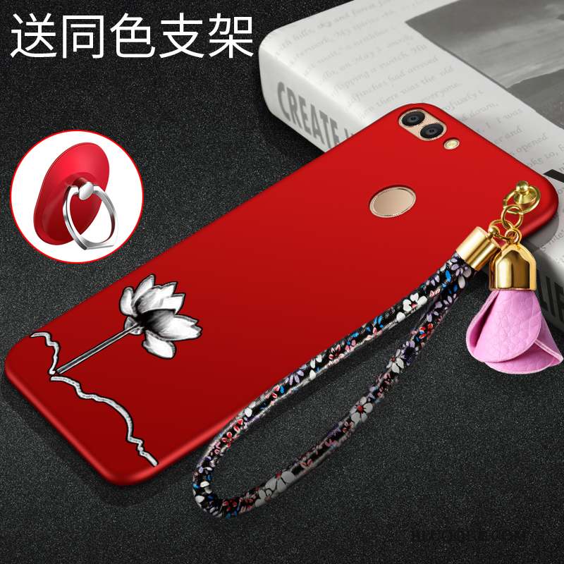 Huawei P Smart Délavé En Daim Incassable Fluide Doux Étui Coque De Téléphone Rouge