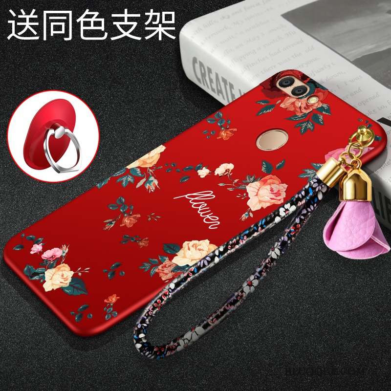 Huawei P Smart Délavé En Daim Incassable Fluide Doux Étui Coque De Téléphone Rouge