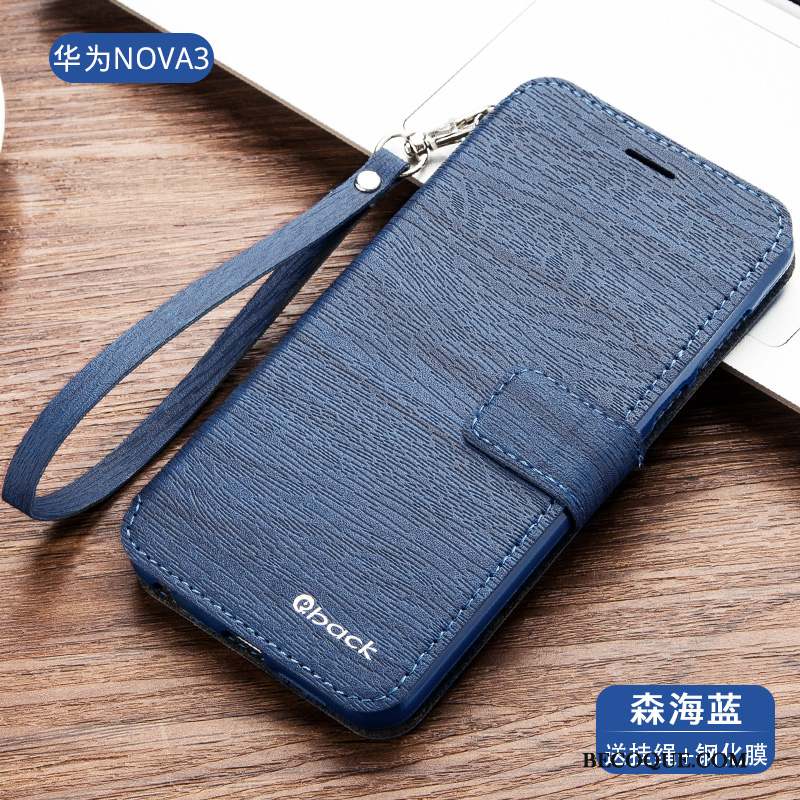 Huawei P Smart+ Incassable Étui En Cuir Protection Housse Coque De Téléphone Bleu