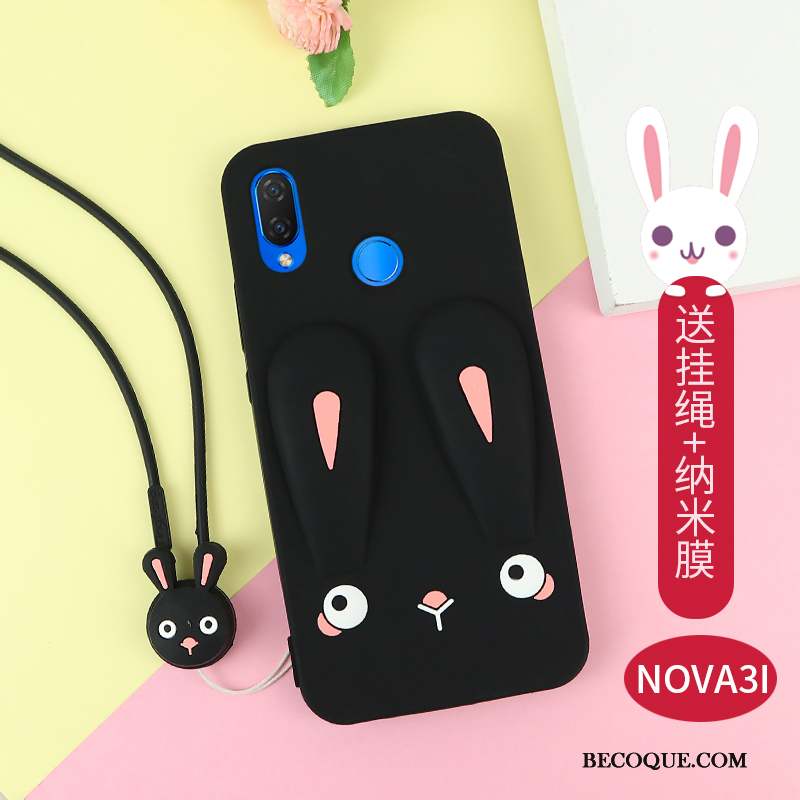 Huawei P Smart+ Noir Dessin Animé Coque De Téléphone Protection Fluide Doux Jeunesse