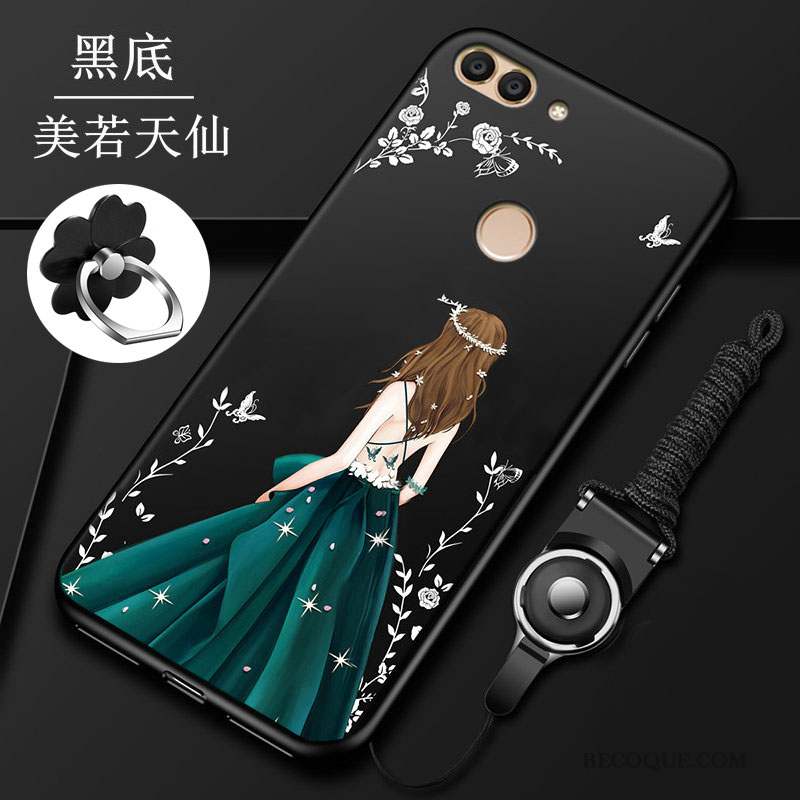 Huawei P Smart Noir Étui Incassable Coque De Téléphone Délavé En Daim Protection