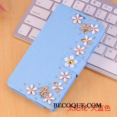 Huawei P Smart+ Protection Strass Coque Bleu Étui En Cuir De Téléphone