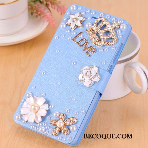 Huawei P Smart+ Protection Strass Coque Bleu Étui En Cuir De Téléphone