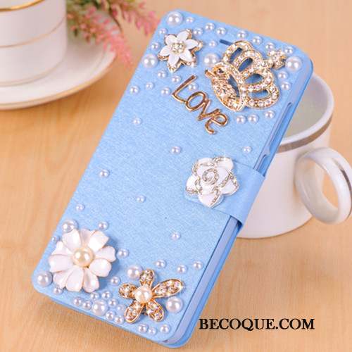 Huawei P Smart+ Protection Strass Coque Bleu Étui En Cuir De Téléphone