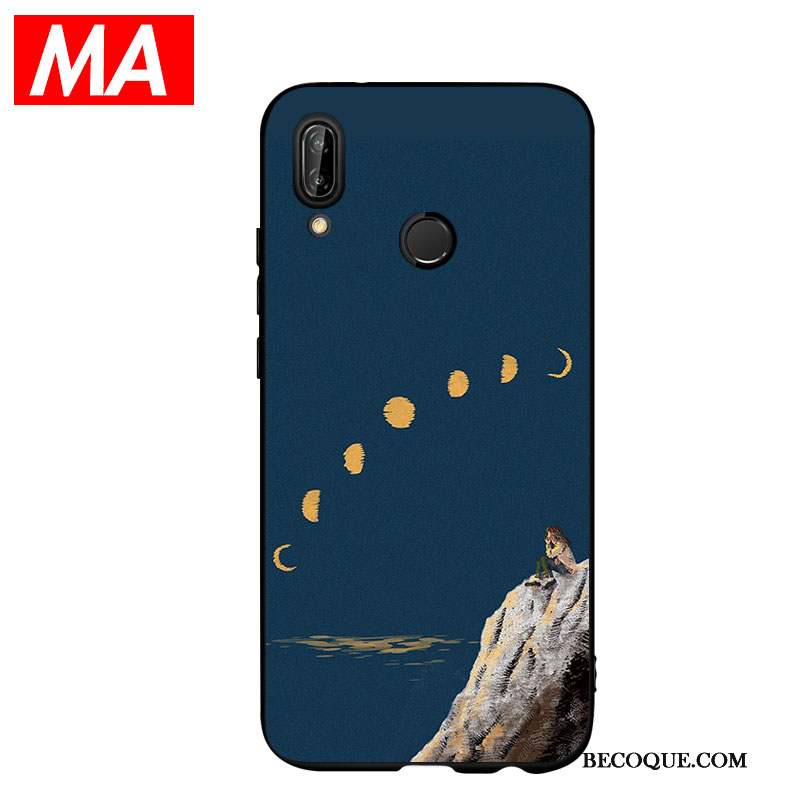 Huawei P Smart+ Simple Peinture À L'huile Beau Coque De Téléphone Fluide Doux