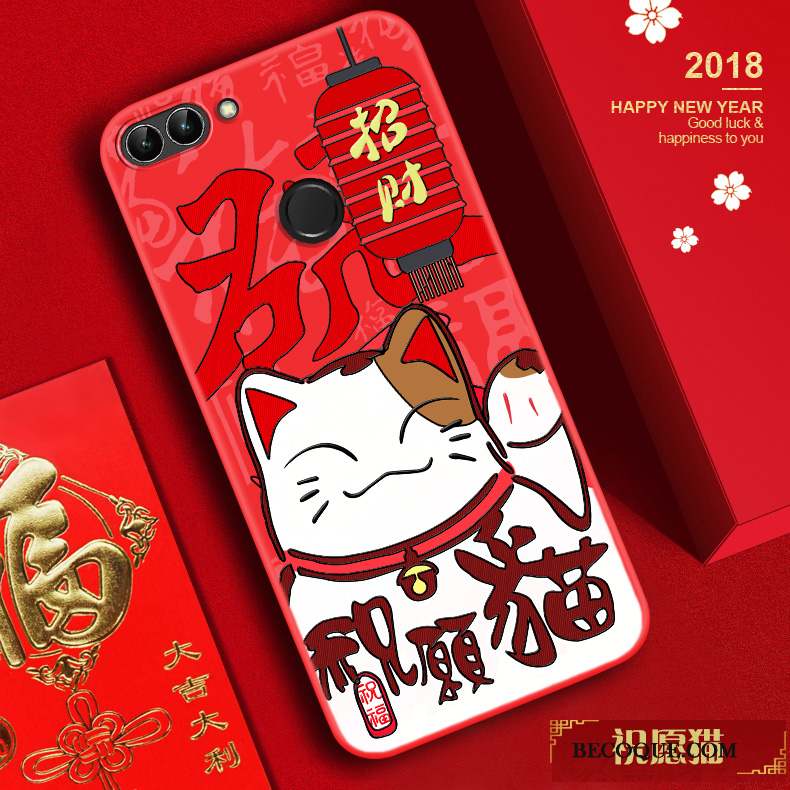 Huawei P Smart Tendance Fluide Doux Coque De Téléphone Rouge Silicone Chat