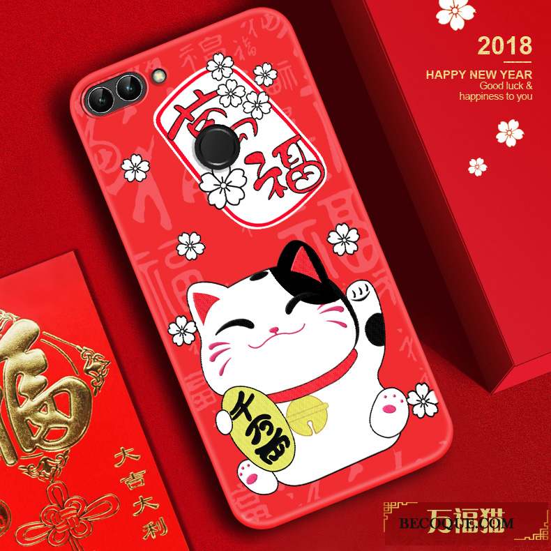 Huawei P Smart Tendance Fluide Doux Coque De Téléphone Rouge Silicone Chat